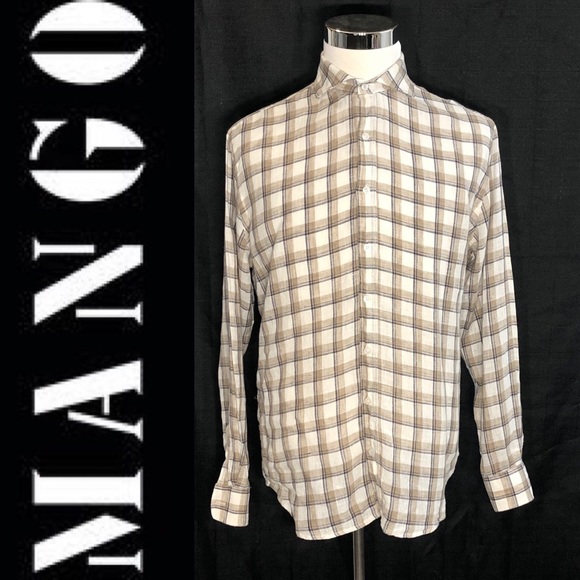 H.E. By MANGO Spread Collar Dress Shirt Size M - Picture 2 of 8